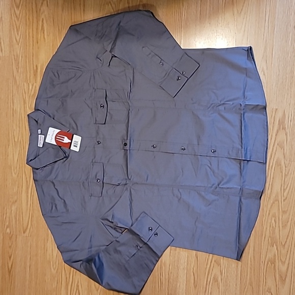 Chef Works 2XL Button Down Gray Shirt Long Convertible Sleeve New With Tags - Picture 1 of 4